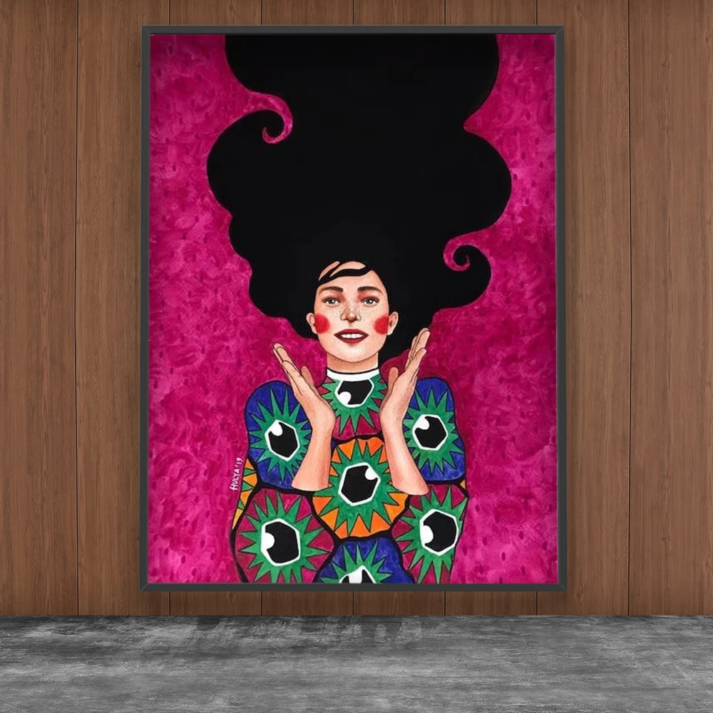 Abstract Colorful Girl Wall Art Canvas Painting Nordic Poster Flower Hair Cuadros Wall Pictures For Living Room Vintage Unframed