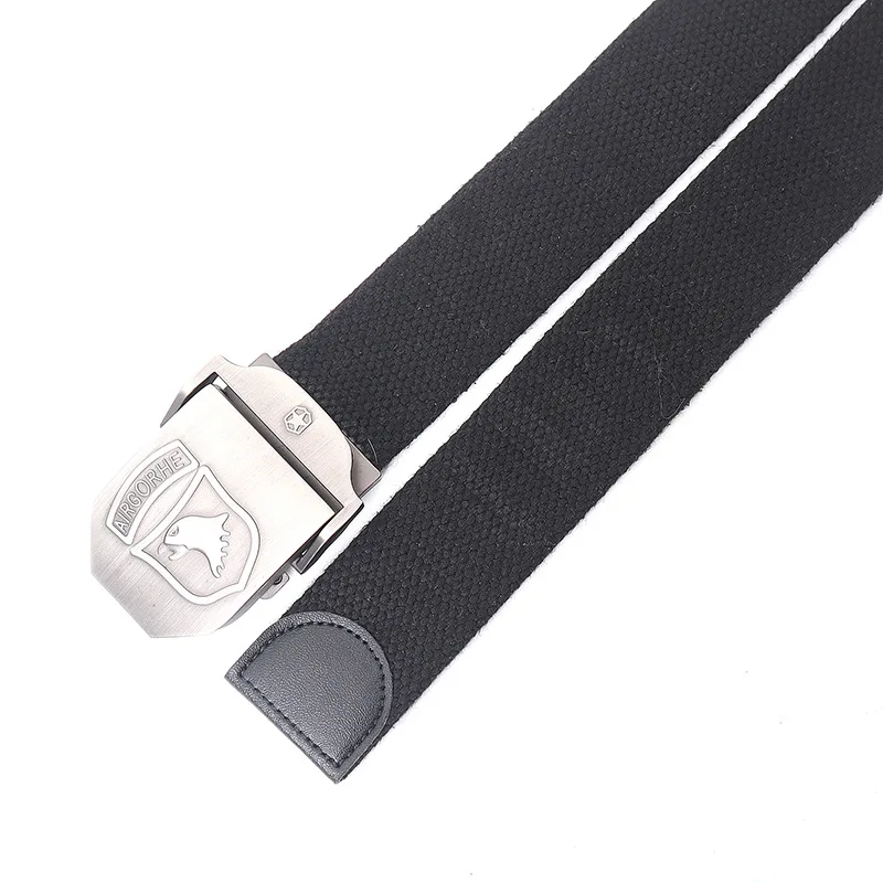 Design Mens Belts Metal Slide Buckle Waist Strap Canvas Breathable America Airgorhe Jeans Accessories Unisex Cowboy Street Cinto