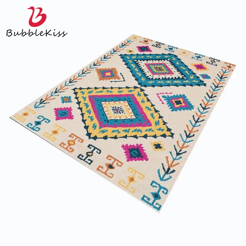 Bubble Kiss Colorful Geometric Pattern Carpets for Living Room Home Bedroom Decor Non-slip Customized Rug Soft Bedside Floor Mat