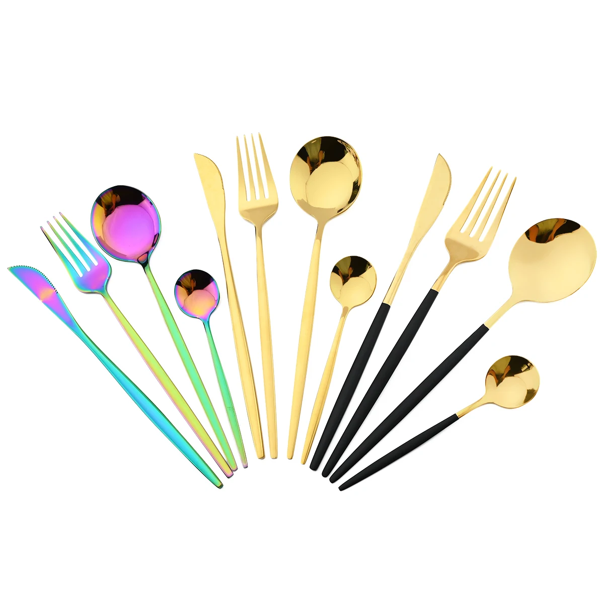 Luxury Gold Dinnerware Set Stainless Steel Cutlery Set Knife Cake Fork Tea Spoon Chopsticks Silverware Kitchen Dinner Tableware