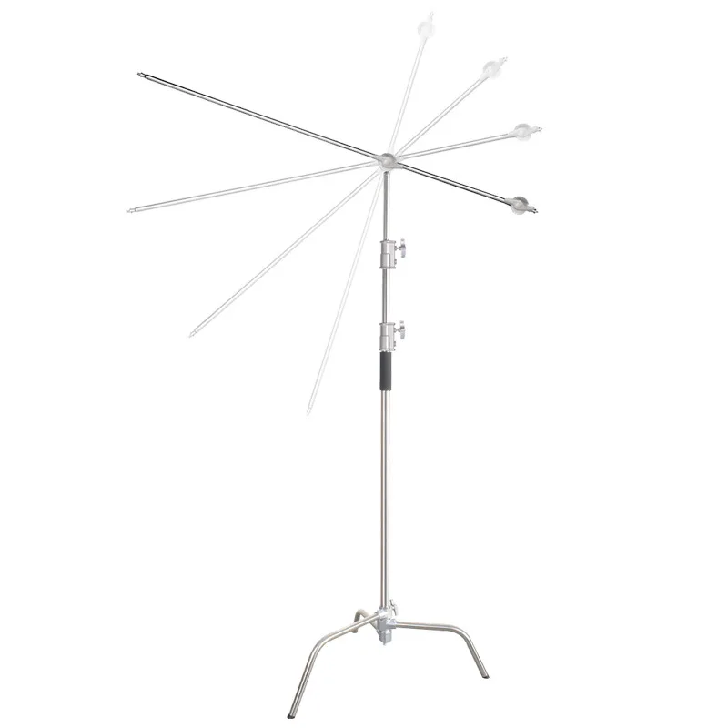 T & YFOTOP C-soporte de acero inoxidable, altura máxima de 3,3 m, 128cm, con brazo de sujeción, Godox VL150, AD300Pro, AD400Pro, Aputure 120D I