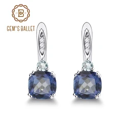Gem's Ballet 4.44Ct Natural Iolite Blue Mystic Quartz Sky Blue Topaz Clip Earrings 925 Sterling Silver Fine Jewelry For Women