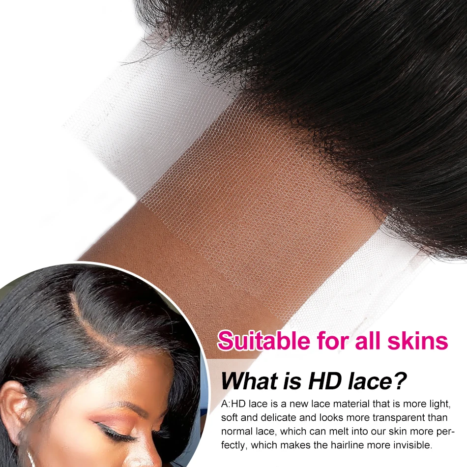 UNice 5x5 HD Lace Closure 26Inch Straight Human Hair Lace Closure 4x4 Transparent Lace Closure 1PC Free Part