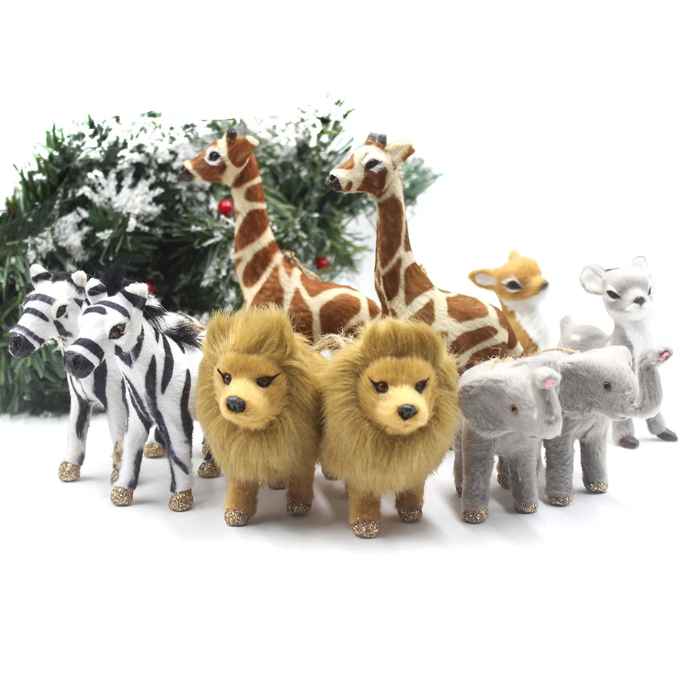 

Cute Lion Giraffe Simulation Animals Model Jungle Safari Party Birthday Decor Forest Zoo Animal Pendants Baby Educational Toys