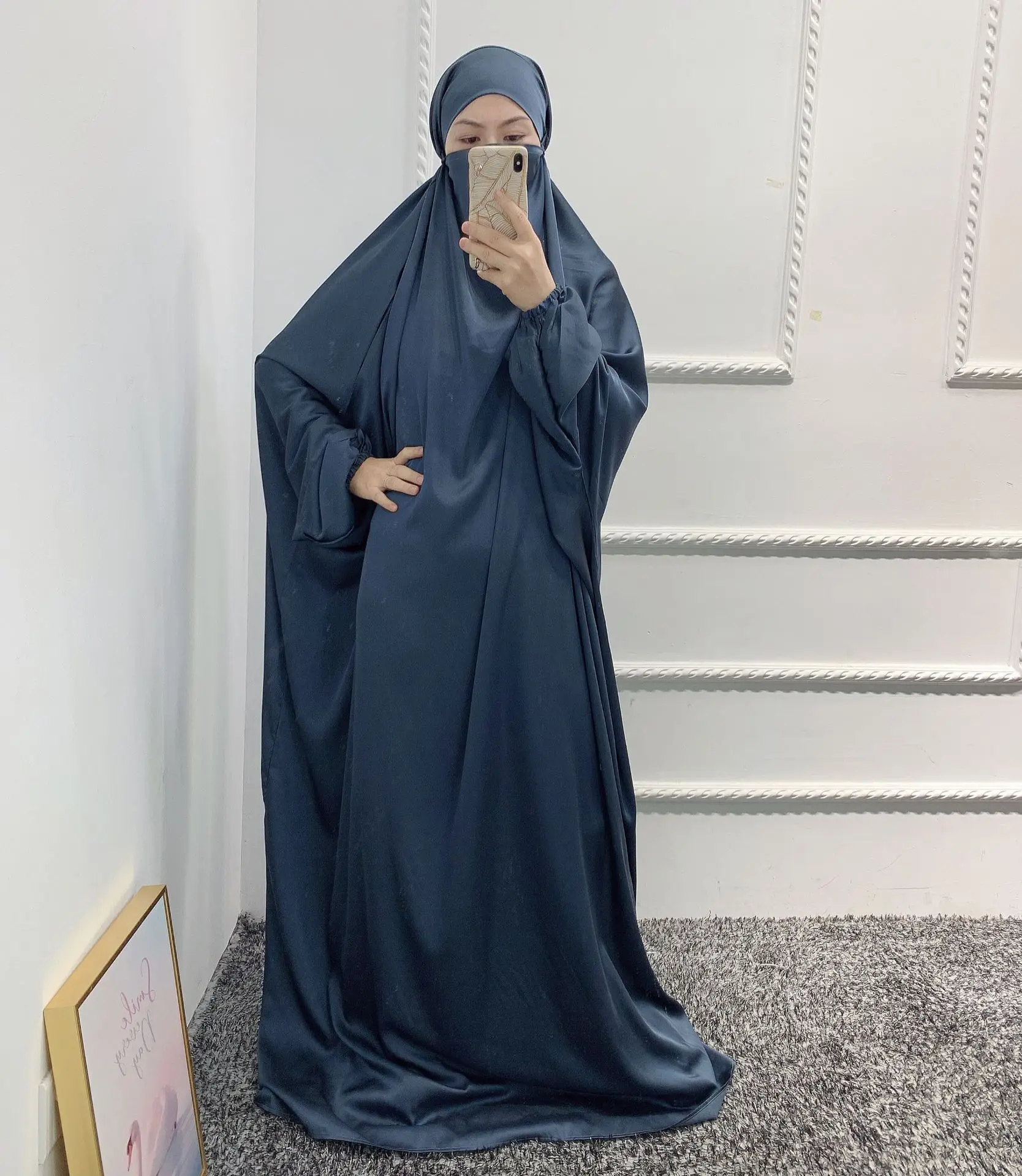 

Abayas Eid Ramadan Kaftans For Women Middle East Arab Muslim Prayer Robe Islam Hijab Dress Large Solid Loose Full Cover Gown