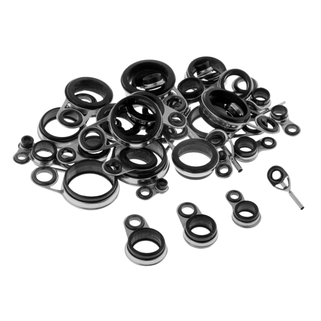 37Pcs Telescopic Fishing Rod Guides Top Tips Ring Set Rod Repair Kit Mixed Sizes 1-16mm image 2