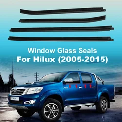 New 4 Pcs Car Window Door Glass Seal Belt Trim PVC Weather Strip Door Belts for Toyota Hilux SR5 / VIGO / MK6 PICKUP 2005-2015