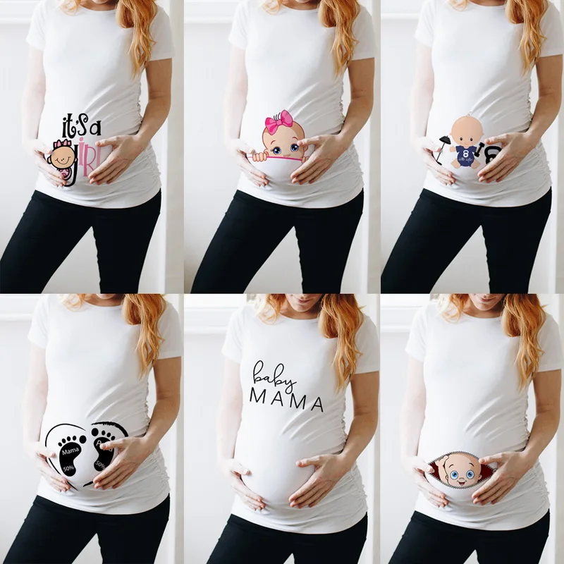 Women T-shirt Soft Tops Pregnancy Casual Short Sleeve Maternity T Shirt Clothes Baby Is Coming Ladies Summer Pregnant Shirts