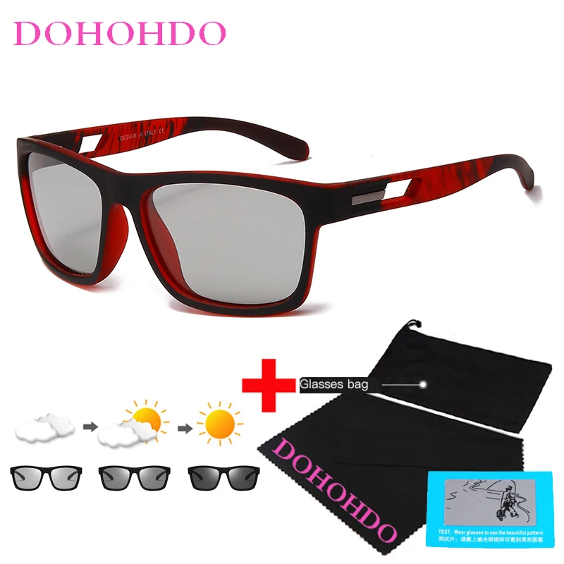 

DOHOHDO New Photochromic Sunglasses With Polarized Lens Men Driving Goggle Square Vintage Fishing Glasses Man Car Driver Eyewear