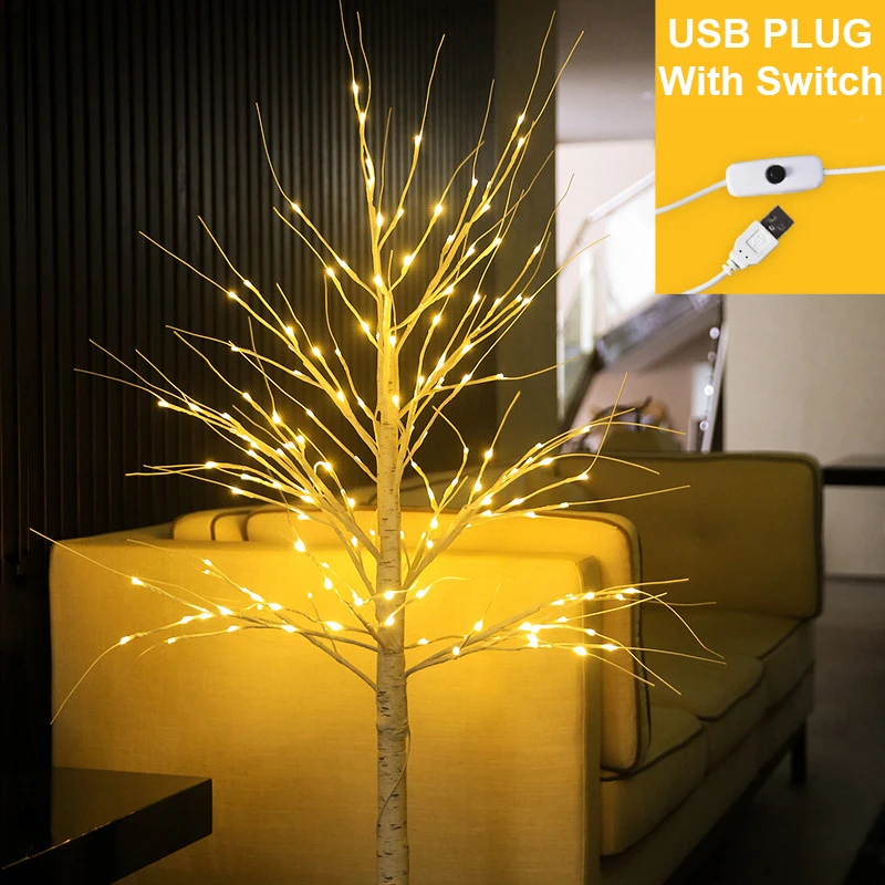 Noel LED huş ağacı ışık yüksekliği 60LEDs USB işletilen ile On/Off anahtarı ağacı ışık dekor ev için parti düğün tatil D30