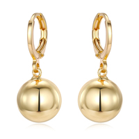 Dayoff European Cute Gold Color Solid Ball Mini Hoop Earrings For Women Simple Chic Bead Pendant Circle Earrings Jewelry E665