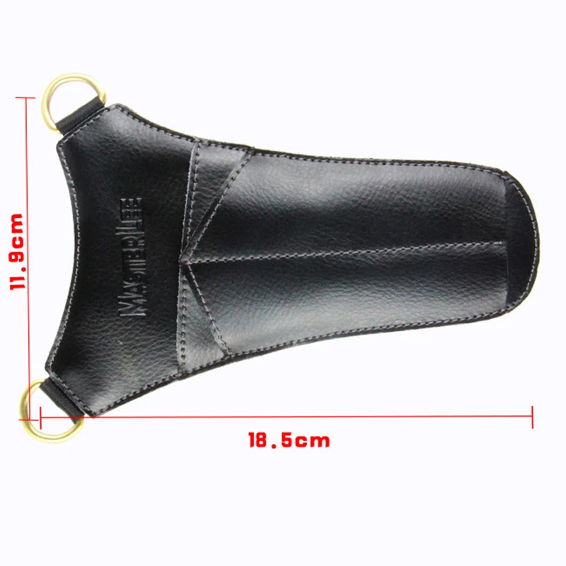 Leather Rivet Hair Scissor Bag Clips Bag Hairdressing Barber Scissor Holster Pouch Holder Case with Waist Shoulder Belt Black