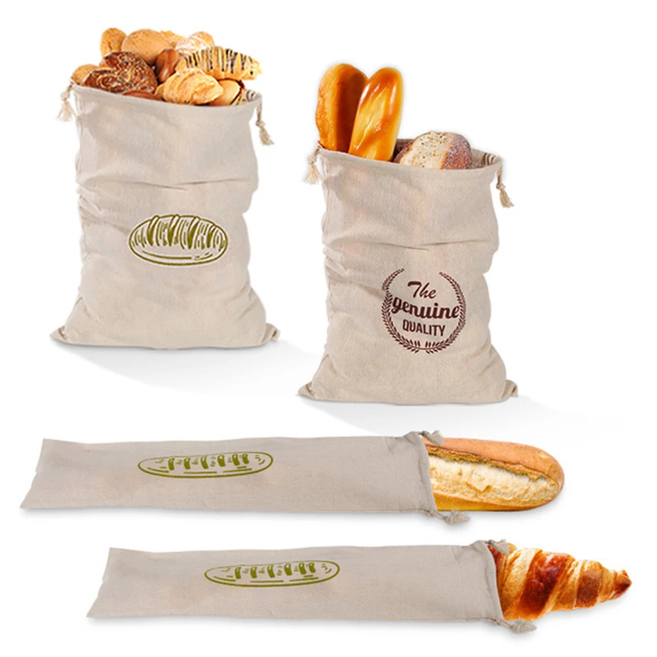 

Linen Bread Bags,Ideal for Homemade Unbleached Reusable Food Storage,Housewarming Wedding Gift, Artisan Bakery & Baguette