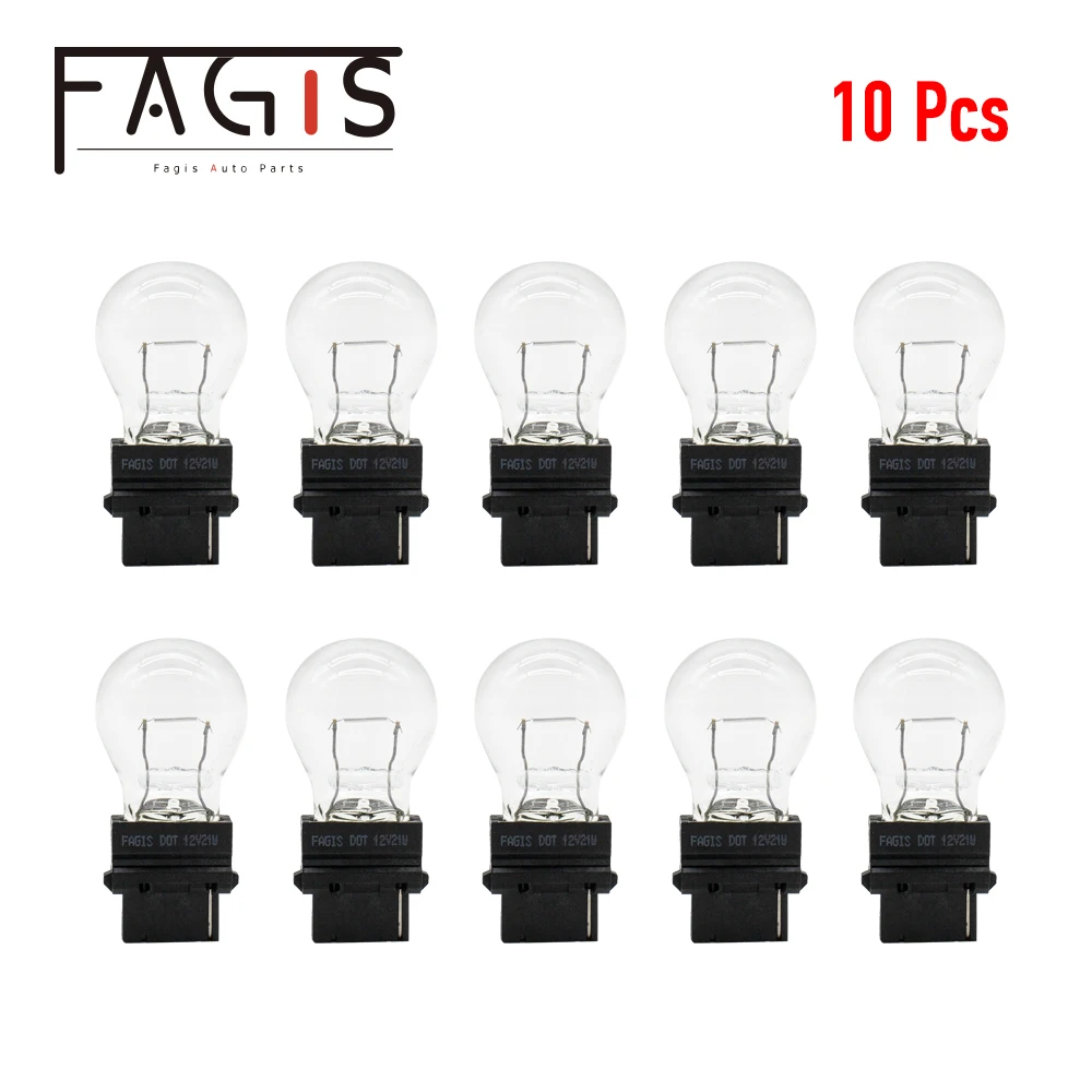 

Fagis 10pcs T25 3156 3157 12V 21W 21/5W Clear Car External Turn Signal Bulb Halogen Lamp Brake Light Amber White Taillight