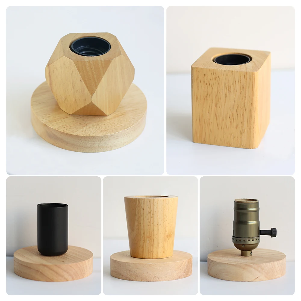 Retro Wood Desk Lamp EU Plug With Switch E27 Base Table Lamp Vintage Desk Lighting For Bedroom Desk Light Bedside Lamp