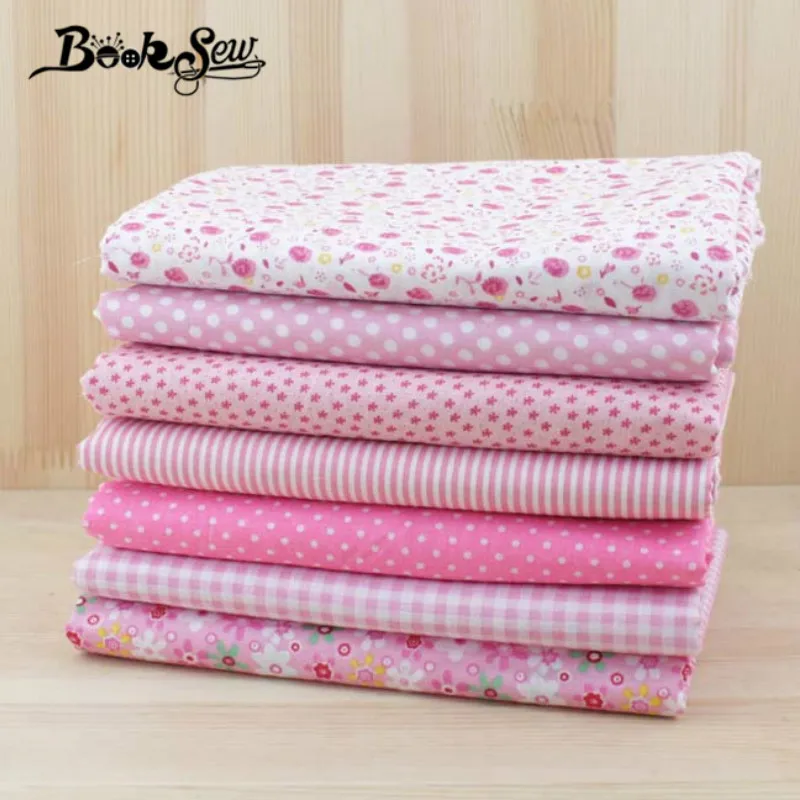 

Booksew 7pcs 50cmx50cm Pink Cotton Fat Quarter Tilda Doll Tissue Patchwork Quilting Fabric DIY Cloth Textile Telas Tulle Tecidos