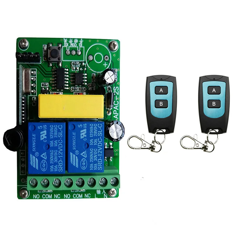 AC 220V 2CH 433Mhz Universal Wireless Remote Control Switch Relay Module Receiver For garage door opener Gate Motor