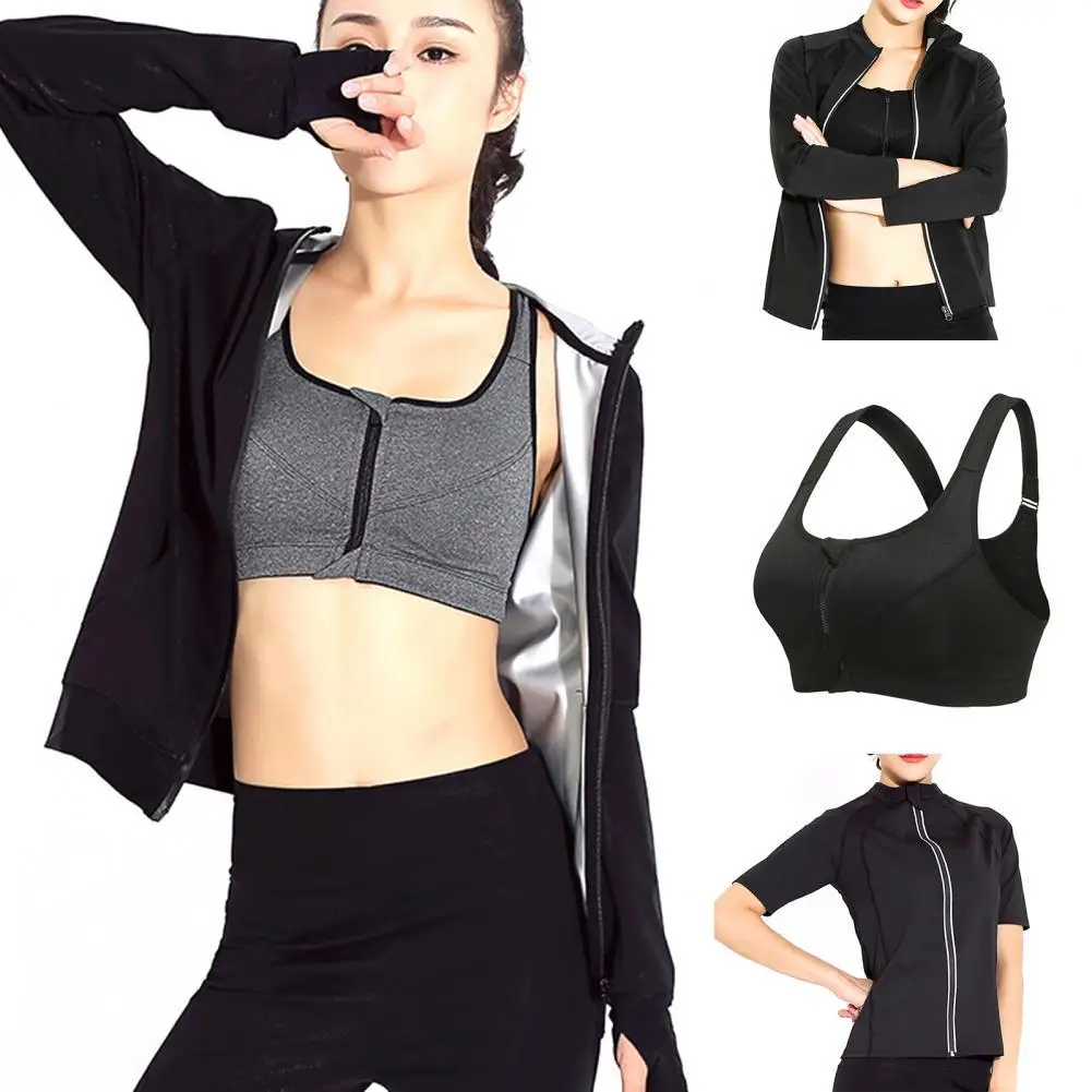 Women Sauna Suit Ultra Thin Fast Sweating Polyester Weight Loss Sports Suit Casual Women Exercise Matching Set