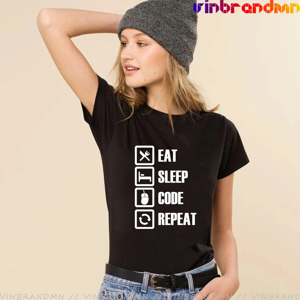 Eat Sleep Jazz Repeat Funny Music enthusiast Cotton Short Sleeve women's T Shirt Graphic Harajuku female T-shirt Streetwear tops