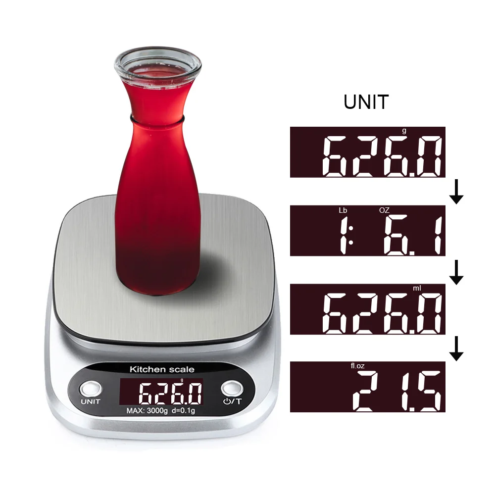 Minibáscula de precisión Digital para cocina, balanza de joyería, 3kg, 0,1g