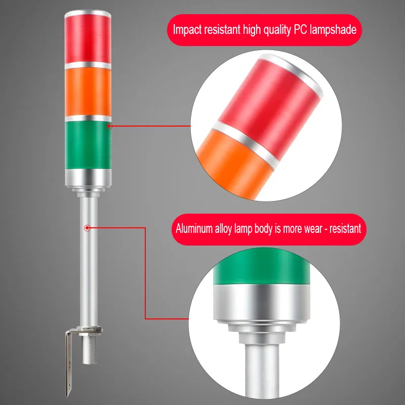 Luz de señal de tres colores multicapa, estante de almacén, máquina de perforación y roscado CNC, torno de fresado, herramienta, luz de advertencia