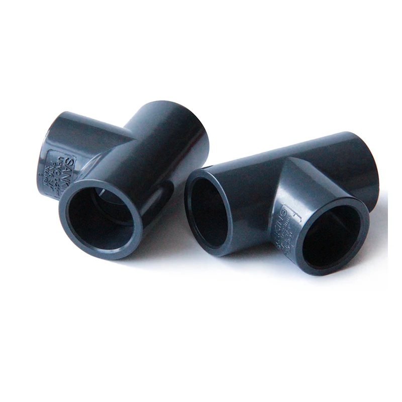 1Pcs Dark Grey PVC Tee ID 20,25,32,40,50,63,75,90,110mm Metric Solvent Weld Pipe Fitting Industrial Pressure Grade Connector