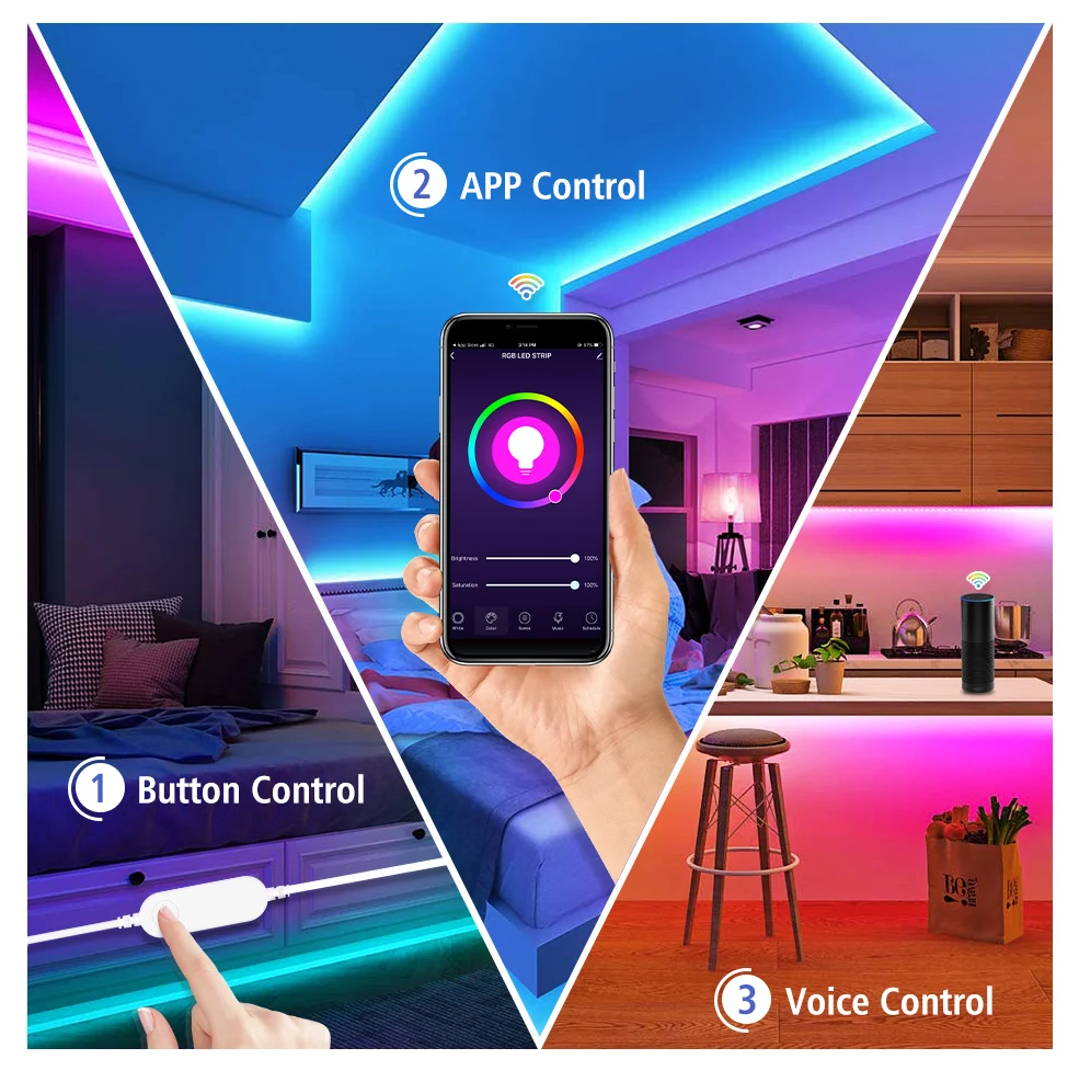 WiFi inteligentna taśma LED światła 20M RGB 5050 elastyczna wstążka DC12V LED światła 5M 10M 15M praca z Alexa Google Home sterowanie głosem