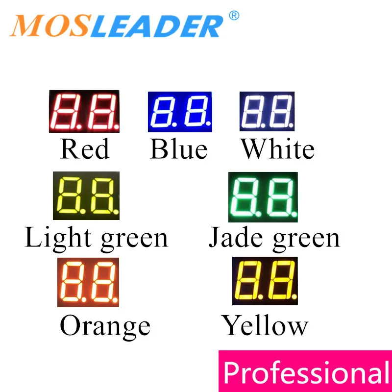 Mosleader 100 Buah 0.56 "0.56 Inci 2 Digit 10P Merah Biru Putih Hijau Oranye Kuning Tampilan LED 0.56 Inci. Tabung Digital 2 Bit Digit