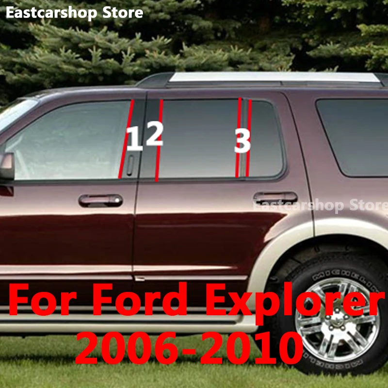 For Ford Explorer 2010 2009 2008 2007 2006 Car Middle Window B C Center Pillar Sticker PC Central Frame Strip Cover Accessories