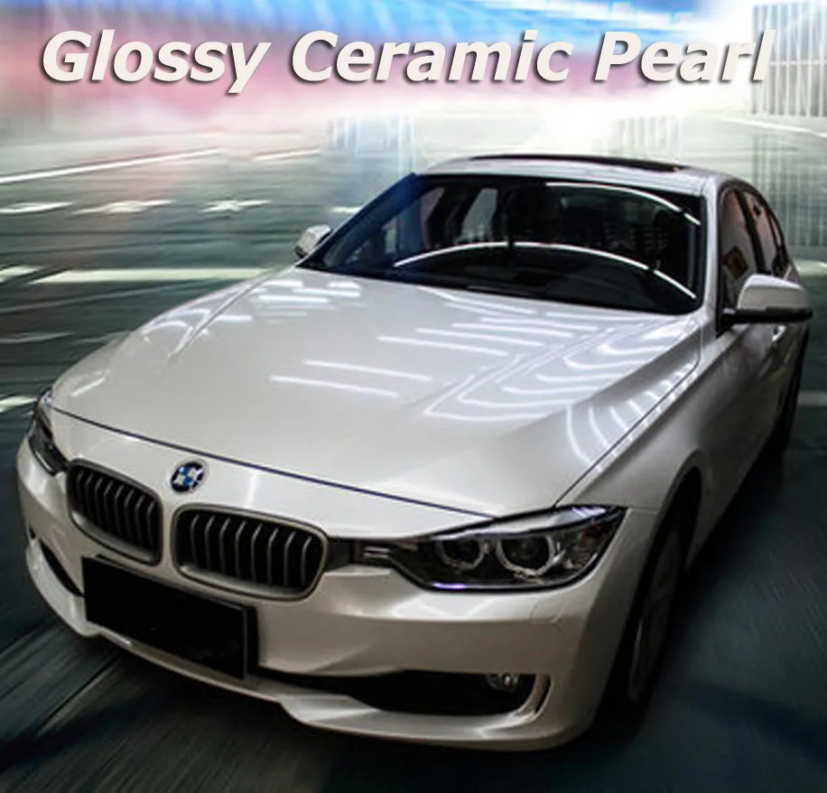 Glossy Pearl White Vinyl film for car wrapping Glossy ceramic pearl white sticker Size: 10/20/30/40/50/60x152cm/Lot