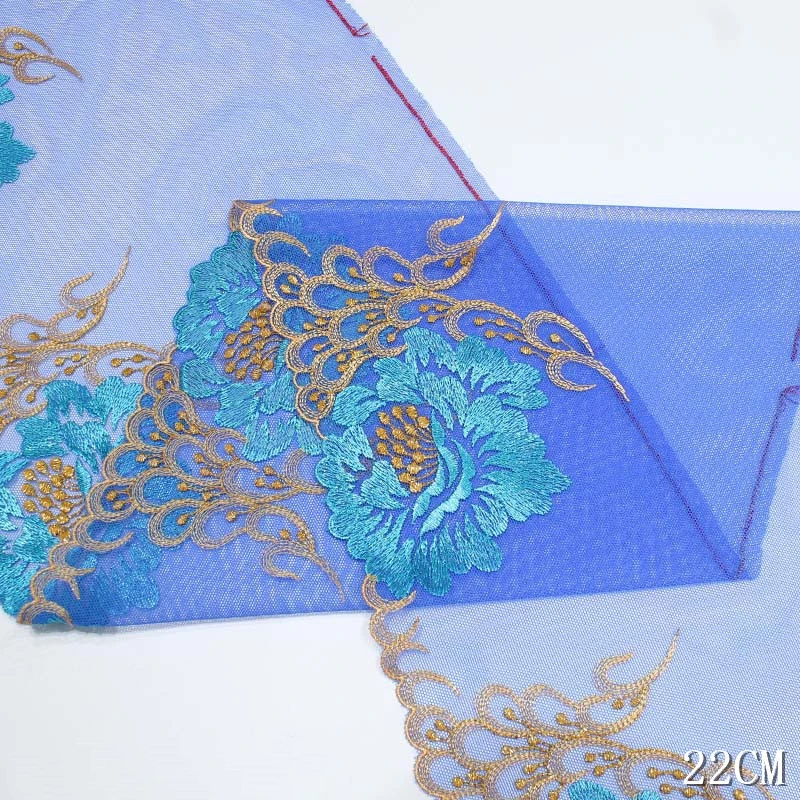 

52Yards Vintage Soft Mesh Embroidery Lace Trimmings Blue Flower Edge Dress Accessories Lace Fabric Sewing Crafts Doll Material