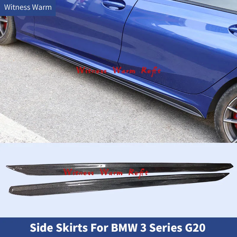 Abs Glossy Black Carbon Fiber Frp Side Skirts Apron for Bmw 3 Series G20 G21 m Sport 2019 2020 Side Lip Splitters