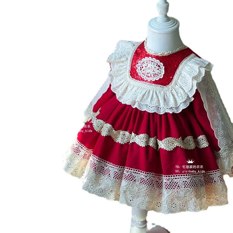 

Ins Spanish Kids Dresses for Girls Toddler Girl Christmas Outfits Flower Girl Dresses Party Show Girls Dress New Year Eid Dress