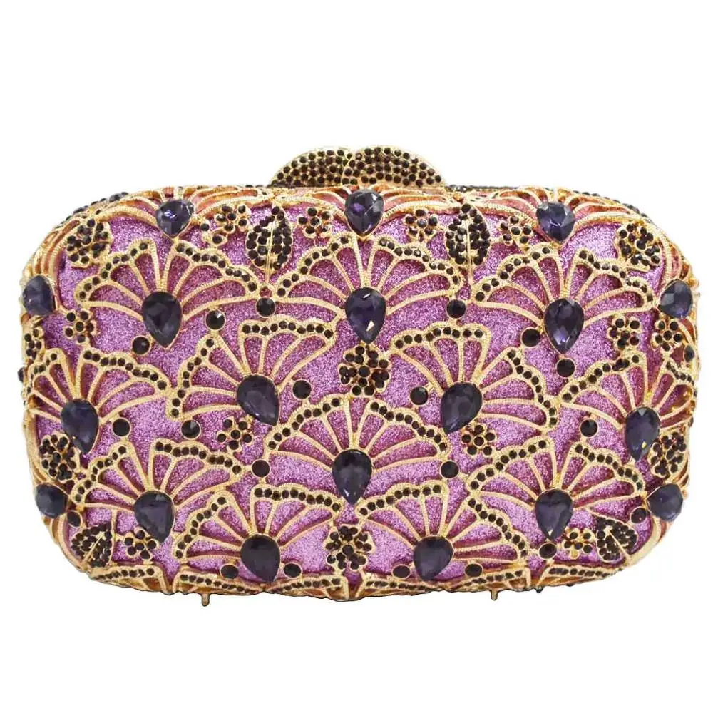 

Black Wedding Bags Purple Yellow Crystal Clutch Bags Women Party Handbags Luxury female banquet pochette Wristlets SM05