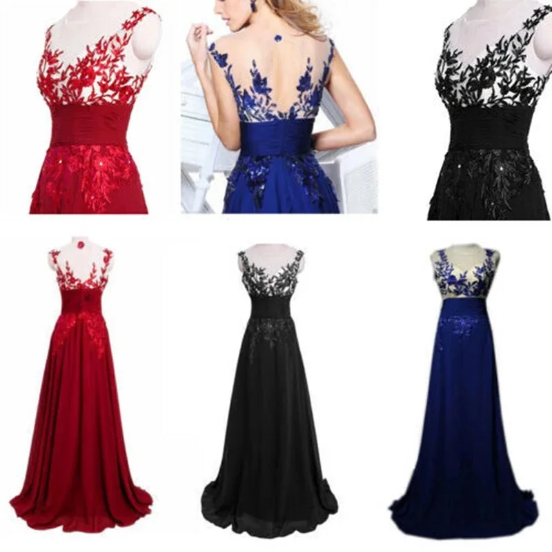 2023New Elegant Blue /Wine Red Lace Chiffon Long Dresses For Wedding Party Summer Formal Dress Maxi Dresses