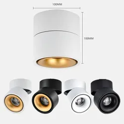 Round Recessed LED Light Spot, lâmpadas de teto, Downlight, superfície COB, regulável, quarto, sala de estar, 9W, 12W, 15W, 18W, AC110, 220V