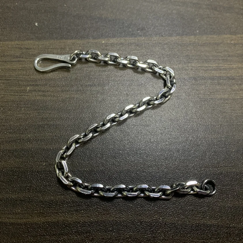 Solid Silver Retro Simple Round Barecelet S925 Sterling Silver Classic Round Chain Bracelets For Men Male Bracelet Jewelry Male