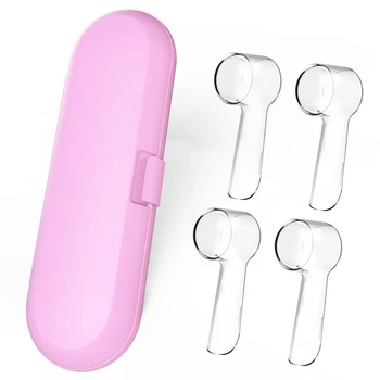 Electric Toothbrush Travel Case for Oral-B Toothbrushes with 4 Pcs Toothbrush Head Covers Fit for Oral B Toothbrush Heads