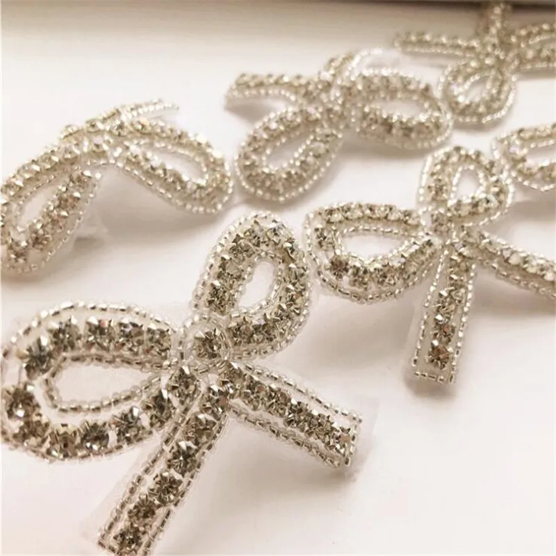 1 yard rhinestone di hotfix perline arco trim abito da sposa cinturino decorazione