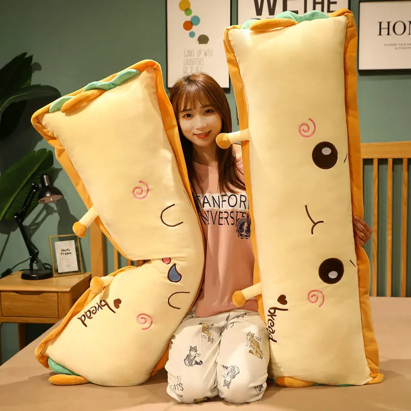 60-120cm New Cute Toast Plush Toys Kawaii Long Sleepping Sofa Pillow Stuffed Soft Bread Cushion Room Decor Gift