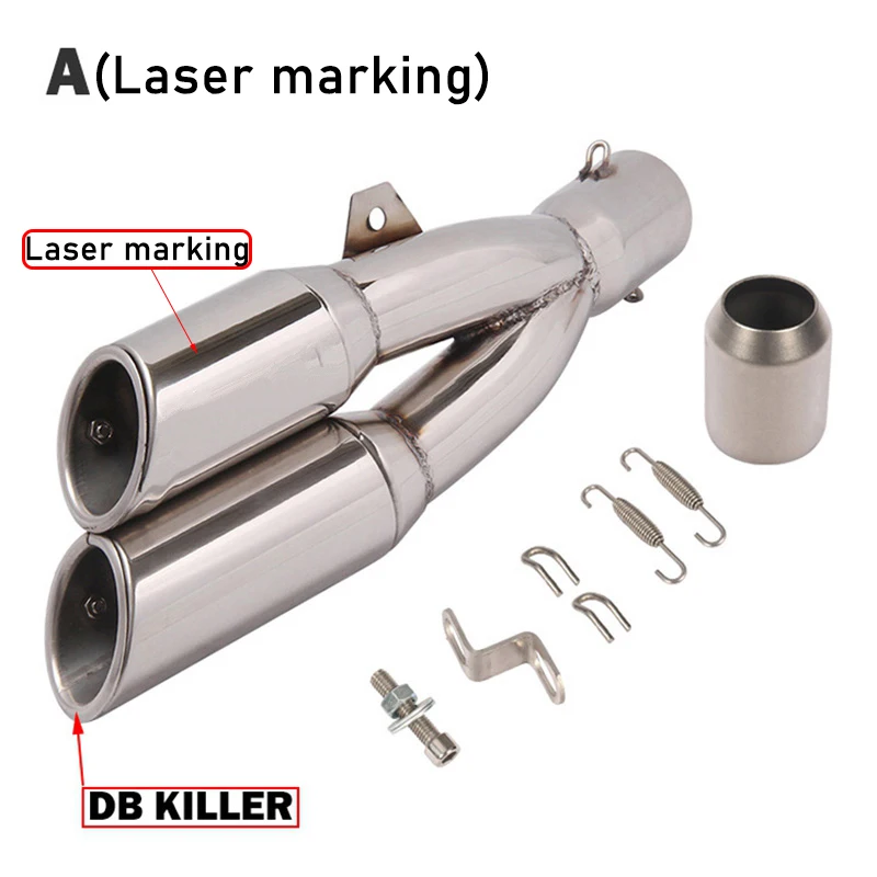 Motorcycle Double Hole Exhaust Pipe Pot Echappement Moto Motorbike Muffler Escape with DB Killer For Benelli 502C R1 R3 R25