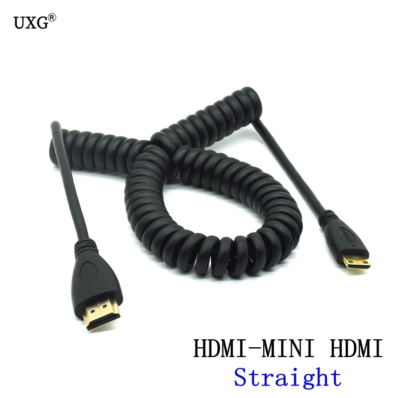 HD-to Right Left Up Down Angle Mini HD Micro HDMI-compatible Male To Male Stretch Spring Curl Flexible Cable V1.4 DSLR 0.5M/1.8M