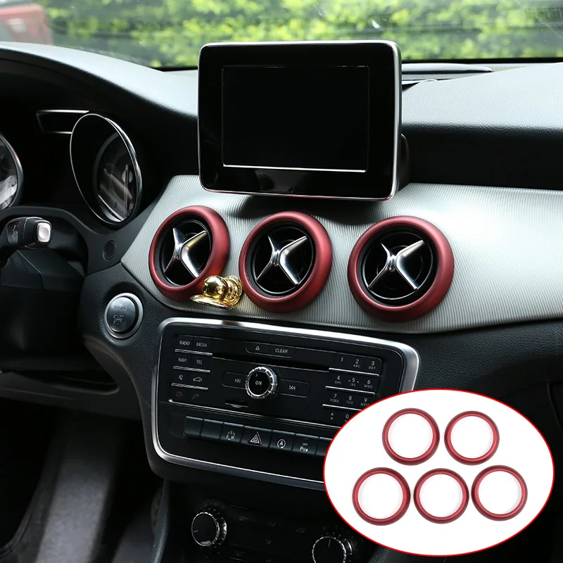 For Mercedes benz CLA GLA A Class A180 W176 C117 GLA200 Accessories Red ABS Car Air Conditioning Vent Ring Trim 5 Pcs