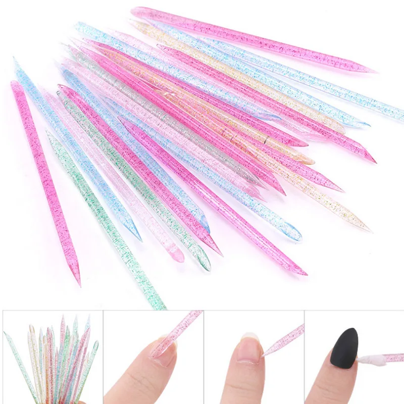 1/5Pcs Reusable Crystal Stick Double End Nail Art Cuticle Pusher Cuticle Remover Tool Pedicure Care Nails Manicures Tools