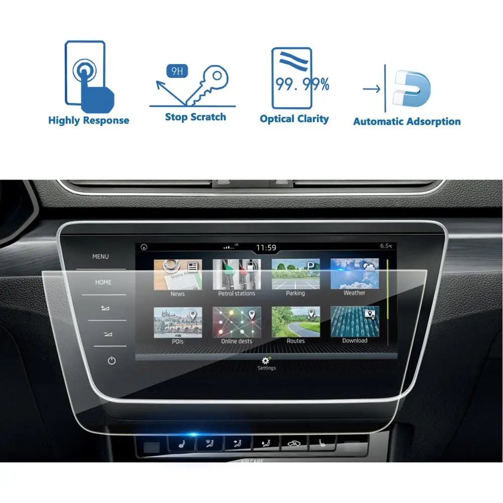 RUIYA Car Screen Protector for Superb Business Columbus 2019 2020 9.2 Inch Navigation Display Screen Auto Interior Accessories