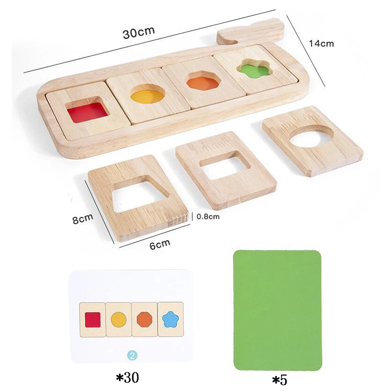 Montessori เรขาคณิตสีแยกปริศนาของเล่นไม้ความรู้ความเข้าใจรูปร่างสีเกมจับคู่ Sensory ของเล่นเพื่อการศึกษาเด็ก