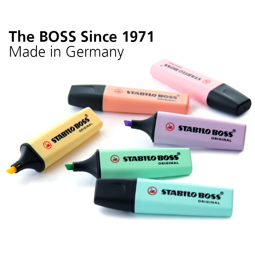 STABILO BOSS ORIGINAL Pastel Highlighter Pens and Text Markers  4 Hours Dry-Out Protection for