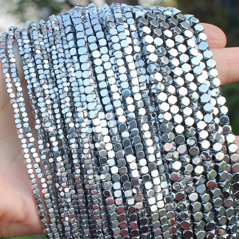 Very Shining! Faceted Square Hematite Beads 15inch, For DIY Jewelry Making, pendant,necklace