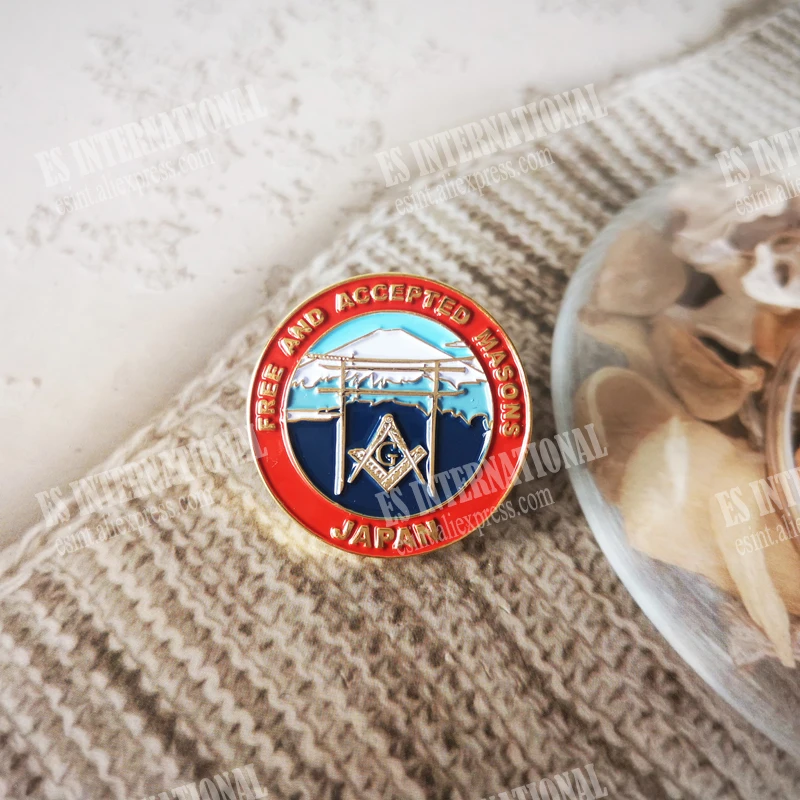 Masonic Lapel Pins Badge FREE AND ACCEPTED MASONS Freemason BLM66 Japan Country Fujiyama 2.5cm  Exquisite Present Accessory