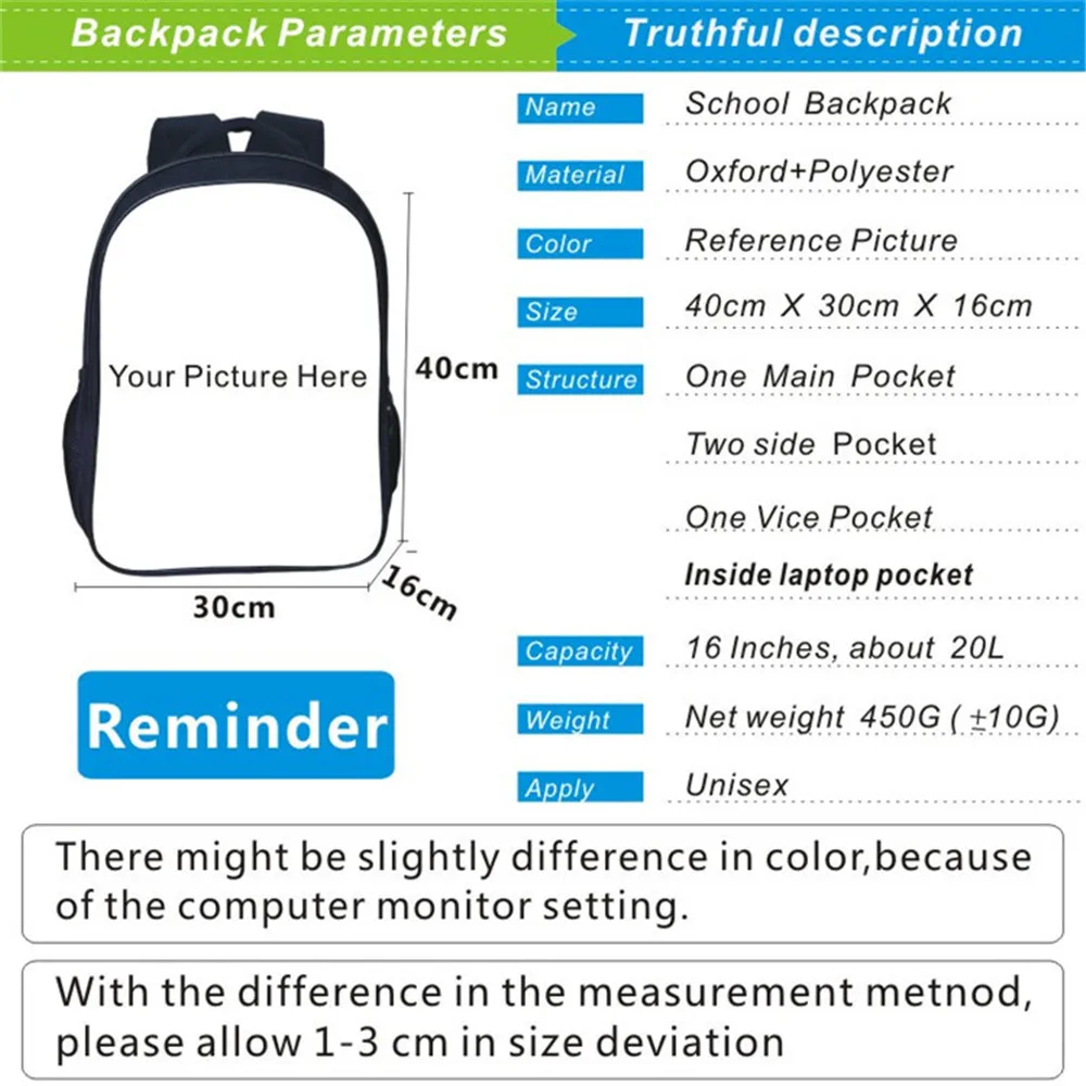 Dinosaur Printed  School Bag Backpack Teens Storage Bag Travel Bags 16 Inches School Bag Children Rucksack Casual Bag Mochila
